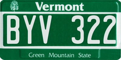 VT license plate BYV322