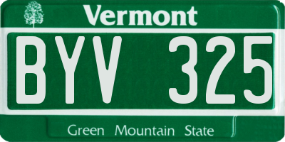 VT license plate BYV325
