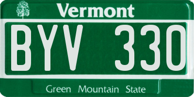 VT license plate BYV330