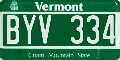 VT license plate BYV334