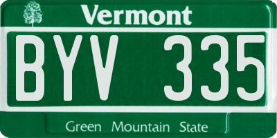 VT license plate BYV335