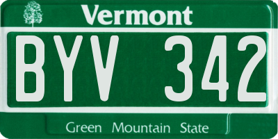 VT license plate BYV342