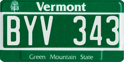VT license plate BYV343