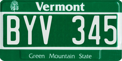 VT license plate BYV345