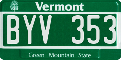 VT license plate BYV353