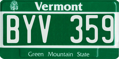VT license plate BYV359