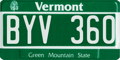 VT license plate BYV360