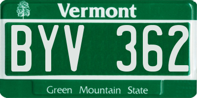 VT license plate BYV362