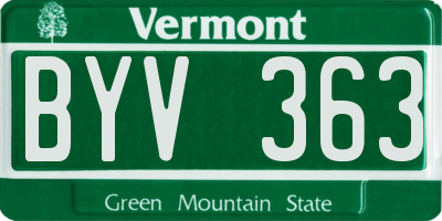 VT license plate BYV363