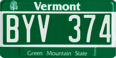 VT license plate BYV374