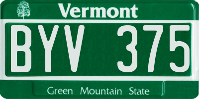 VT license plate BYV375
