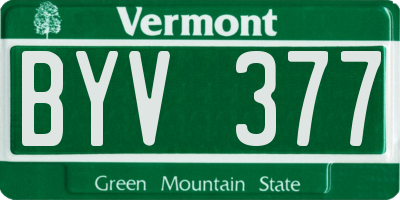 VT license plate BYV377