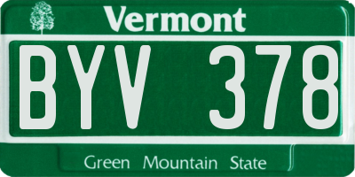 VT license plate BYV378