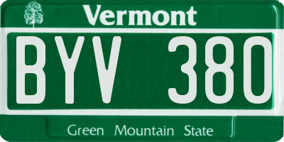 VT license plate BYV380