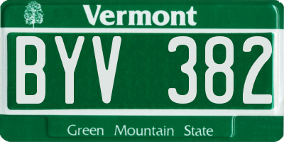 VT license plate BYV382