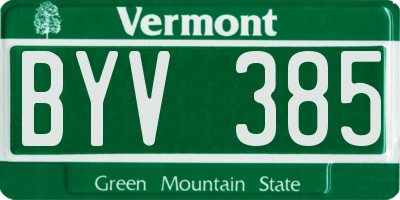 VT license plate BYV385