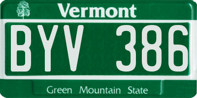 VT license plate BYV386