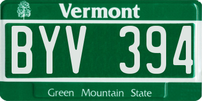 VT license plate BYV394