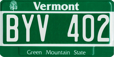 VT license plate BYV402
