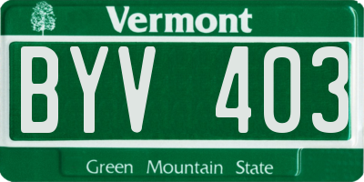 VT license plate BYV403