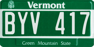 VT license plate BYV417