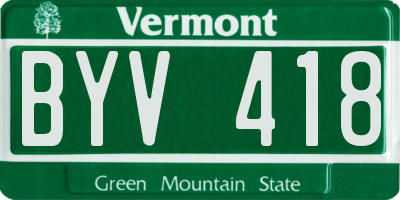 VT license plate BYV418