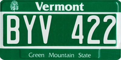 VT license plate BYV422
