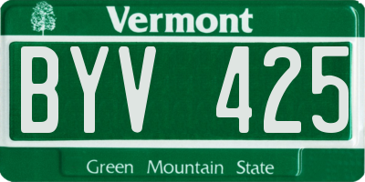 VT license plate BYV425