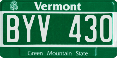 VT license plate BYV430