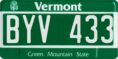VT license plate BYV433