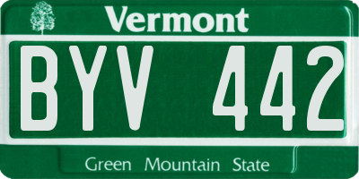 VT license plate BYV442