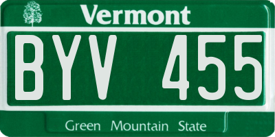 VT license plate BYV455