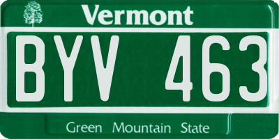 VT license plate BYV463