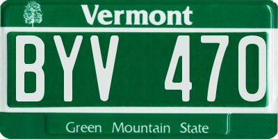 VT license plate BYV470