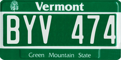 VT license plate BYV474