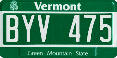 VT license plate BYV475