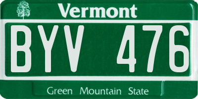 VT license plate BYV476