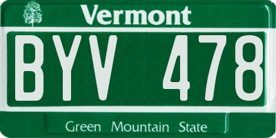 VT license plate BYV478