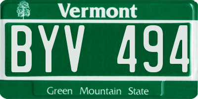 VT license plate BYV494