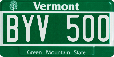 VT license plate BYV500