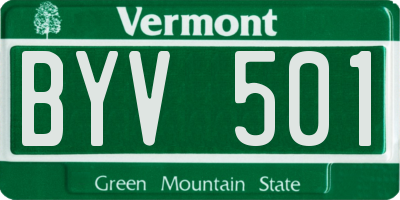 VT license plate BYV501