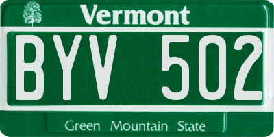 VT license plate BYV502