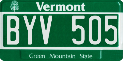 VT license plate BYV505