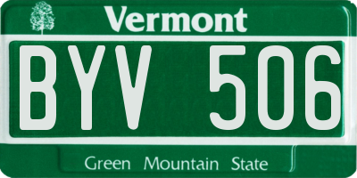 VT license plate BYV506