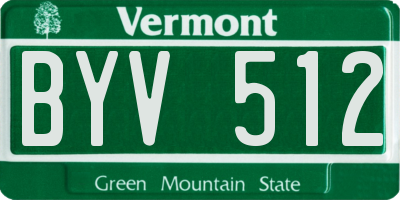 VT license plate BYV512