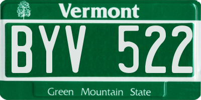 VT license plate BYV522