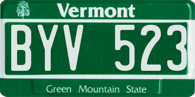 VT license plate BYV523