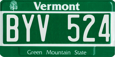 VT license plate BYV524