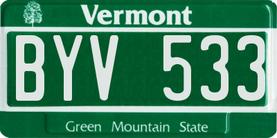 VT license plate BYV533