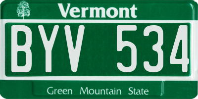 VT license plate BYV534